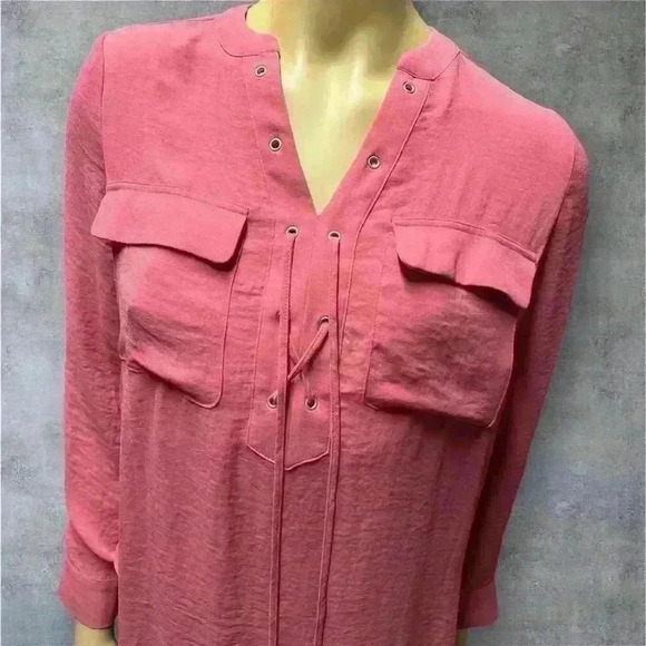 NWOT A.N.A women’s sheer peach long sleeve top size PM - Picture 3 of 13